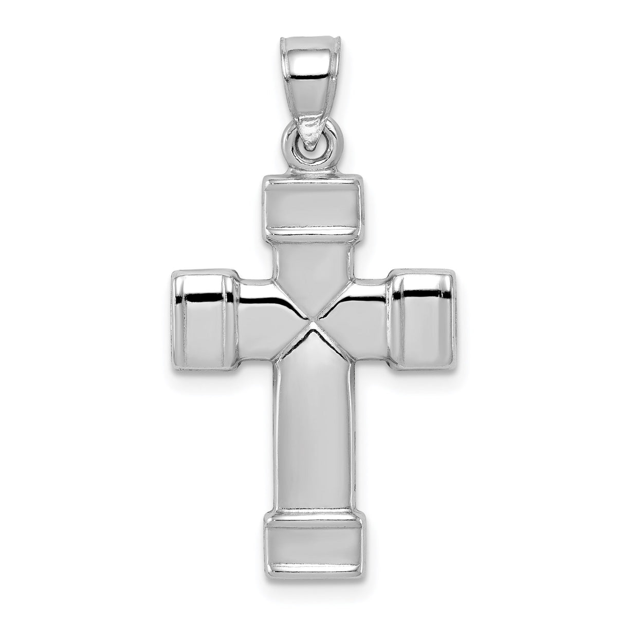 Sterling Silver Cross Pendant with Beveled Edges and Mirror Finish for Men and Women
