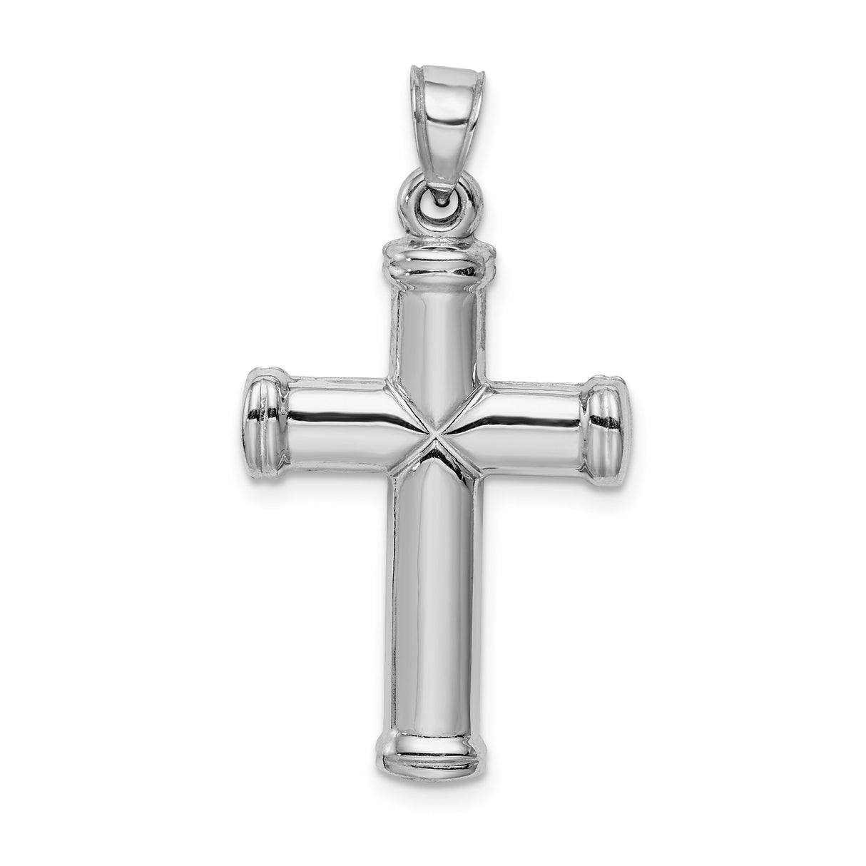 Sterling Silver Cross Pendant with Beveled Edge, Reversible Minimalist Faith Charm for Men and Women