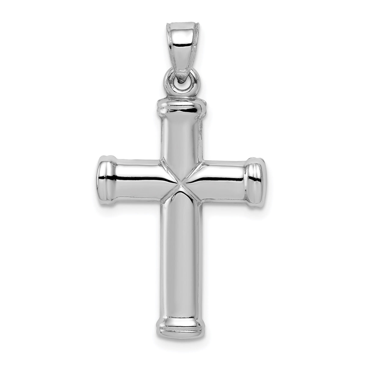 Sterling Silver Cross Pendant with Beveled Edge, Reversible Minimalist Faith Charm for Men and Women