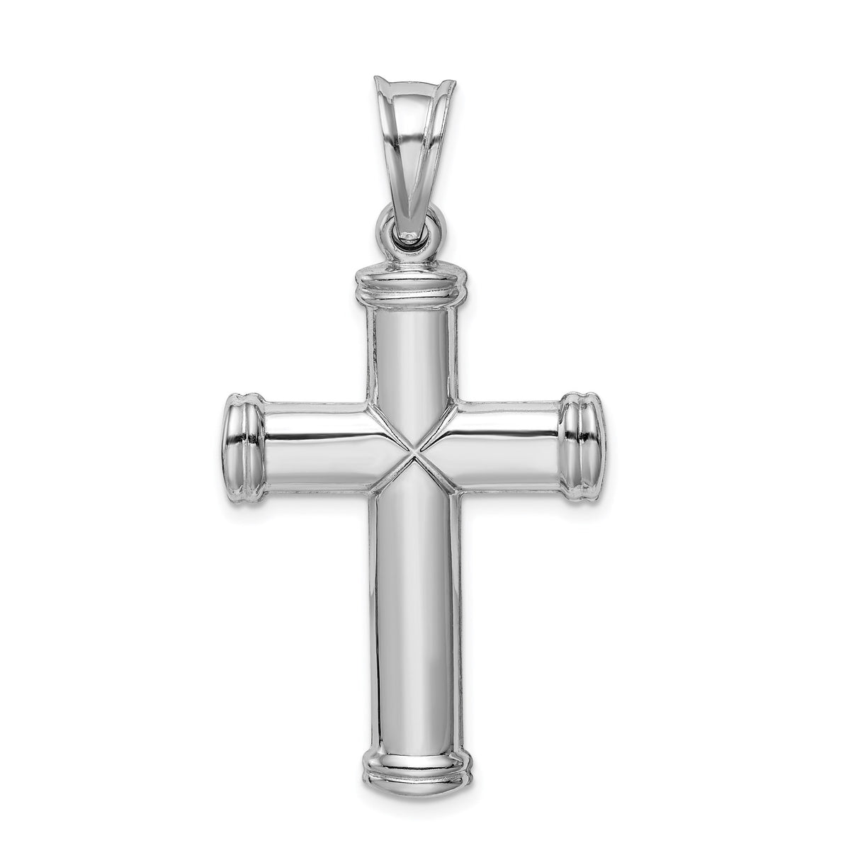 Sterling Silver Cross Pendant with Reversible Column Detail and Minimalist Modern Design