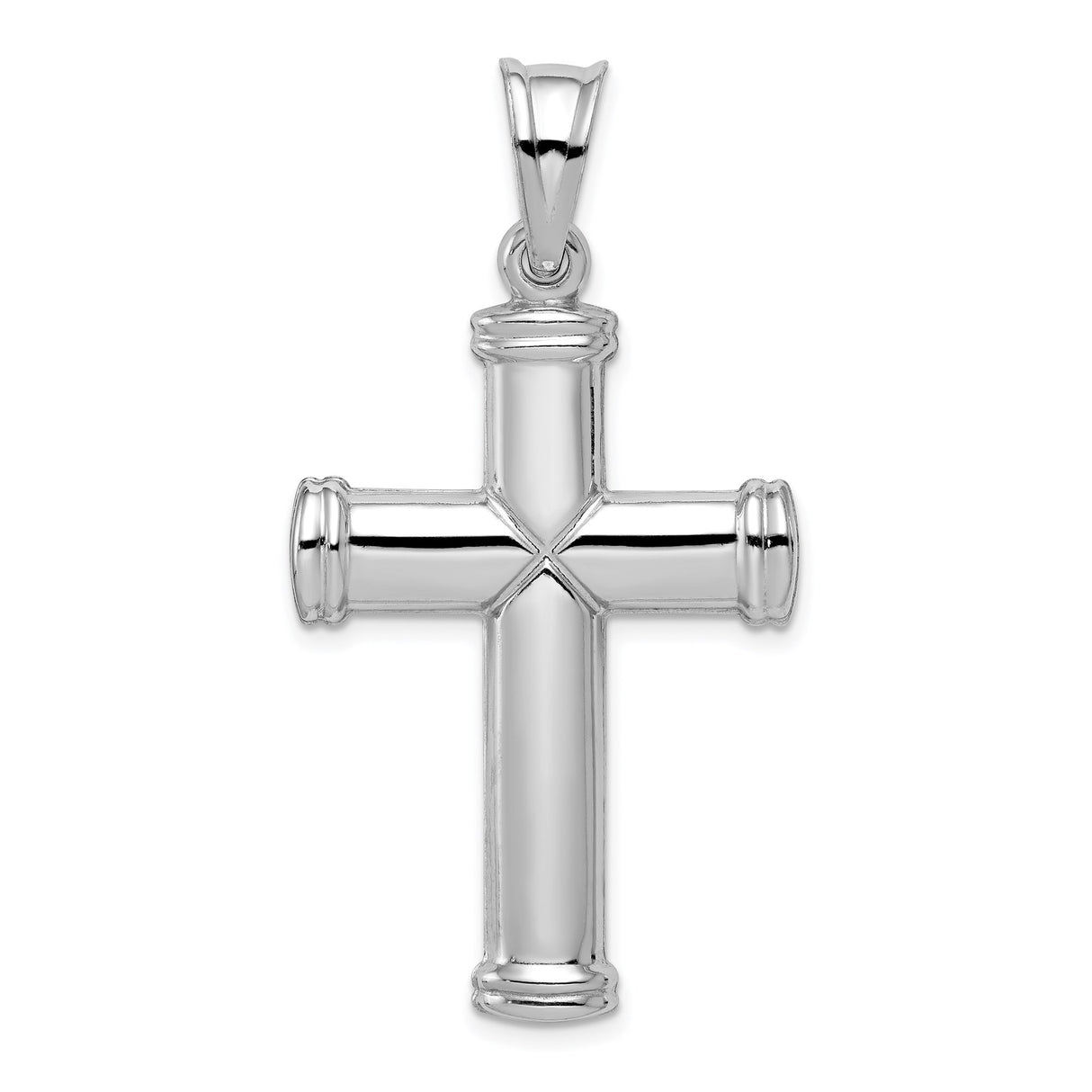 Sterling Silver Cross Pendant with Reversible Column Detail and Minimalist Modern Design