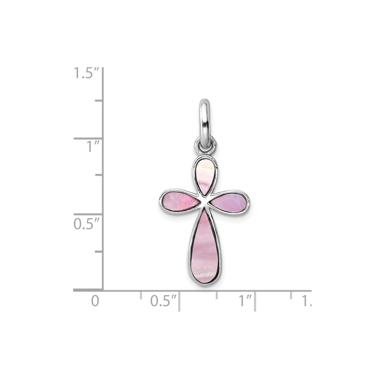 Sterling Silver Cross Pendant with Pink Mother of Pearl Inlay, Religious Christian Jewelry for Women