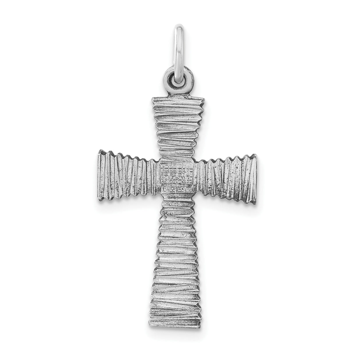 Sterling Silver Cross Pendant with Oxidized Finish and Textured Artisanal Design
