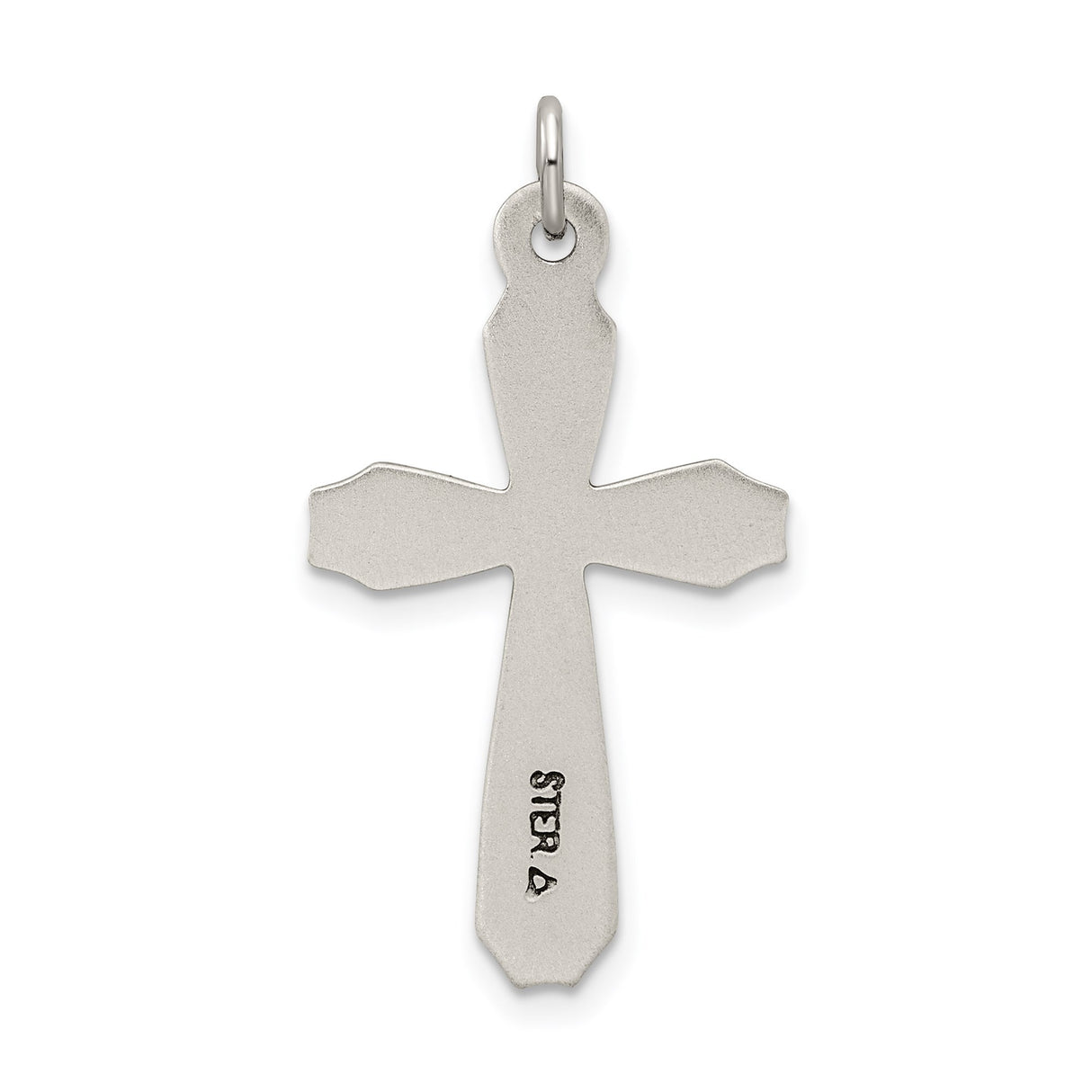 Sterling Silver Cross Pendant with Leaf Detail and Flared Design for Men and Women