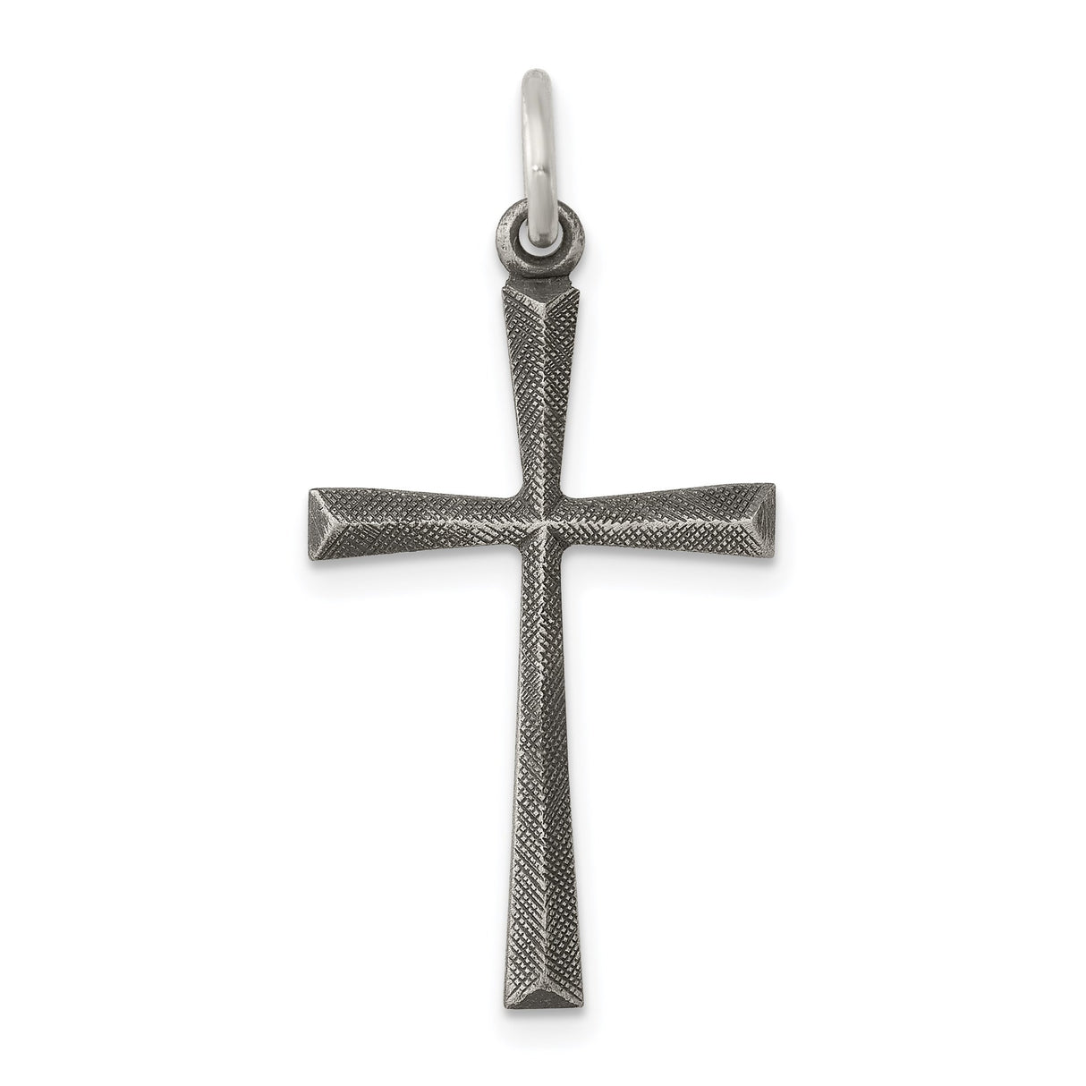 Sterling Silver Cross Pendant with Oxidized Geometric Design for Men and Women