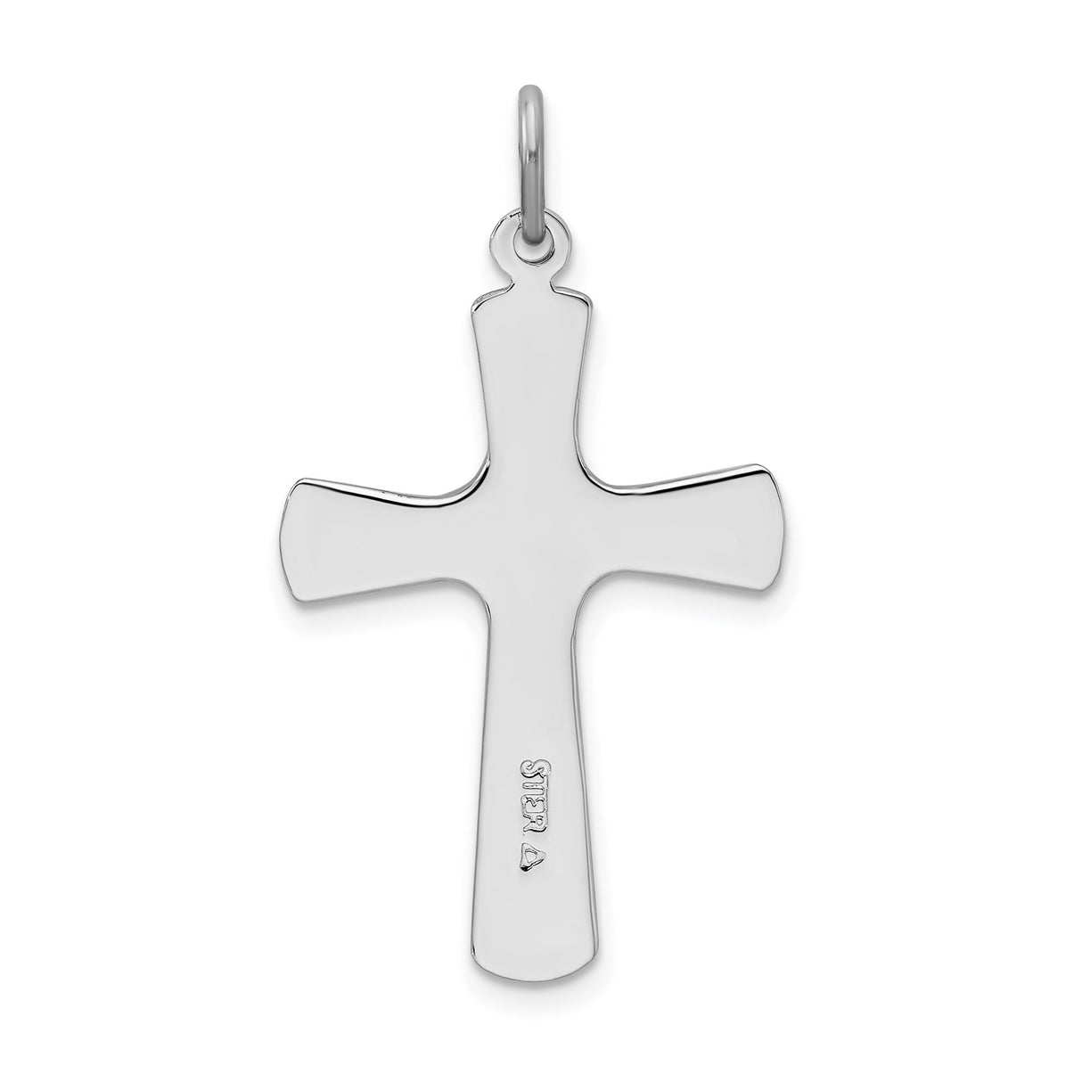 Sterling Silver Flared Cross Pendant with Black Enamel Design, Dual Tone Finish