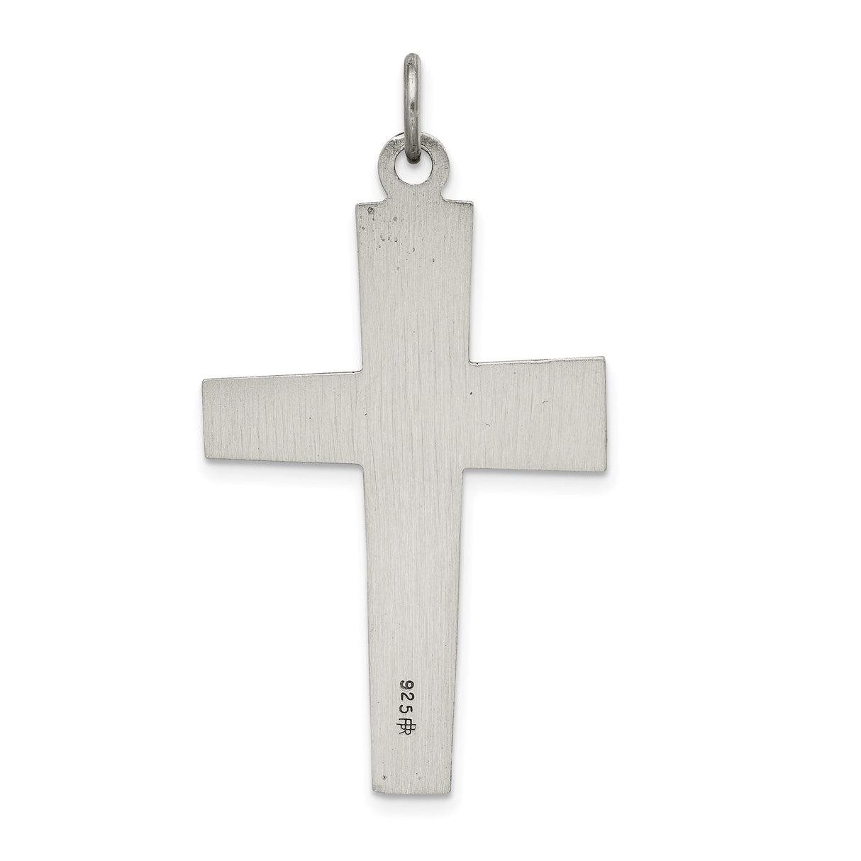 Sterling Silver Cross Pendant with Rustic Woodgrain Texture and Matte Finish
