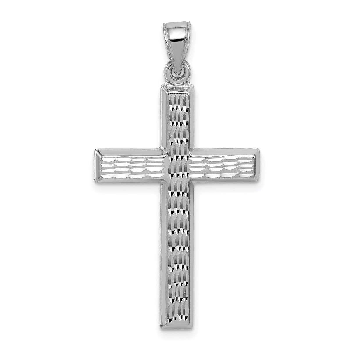 Sterling Silver Cross Pendant with Diamond Cut Design and High Polish Finish for Men and Women
