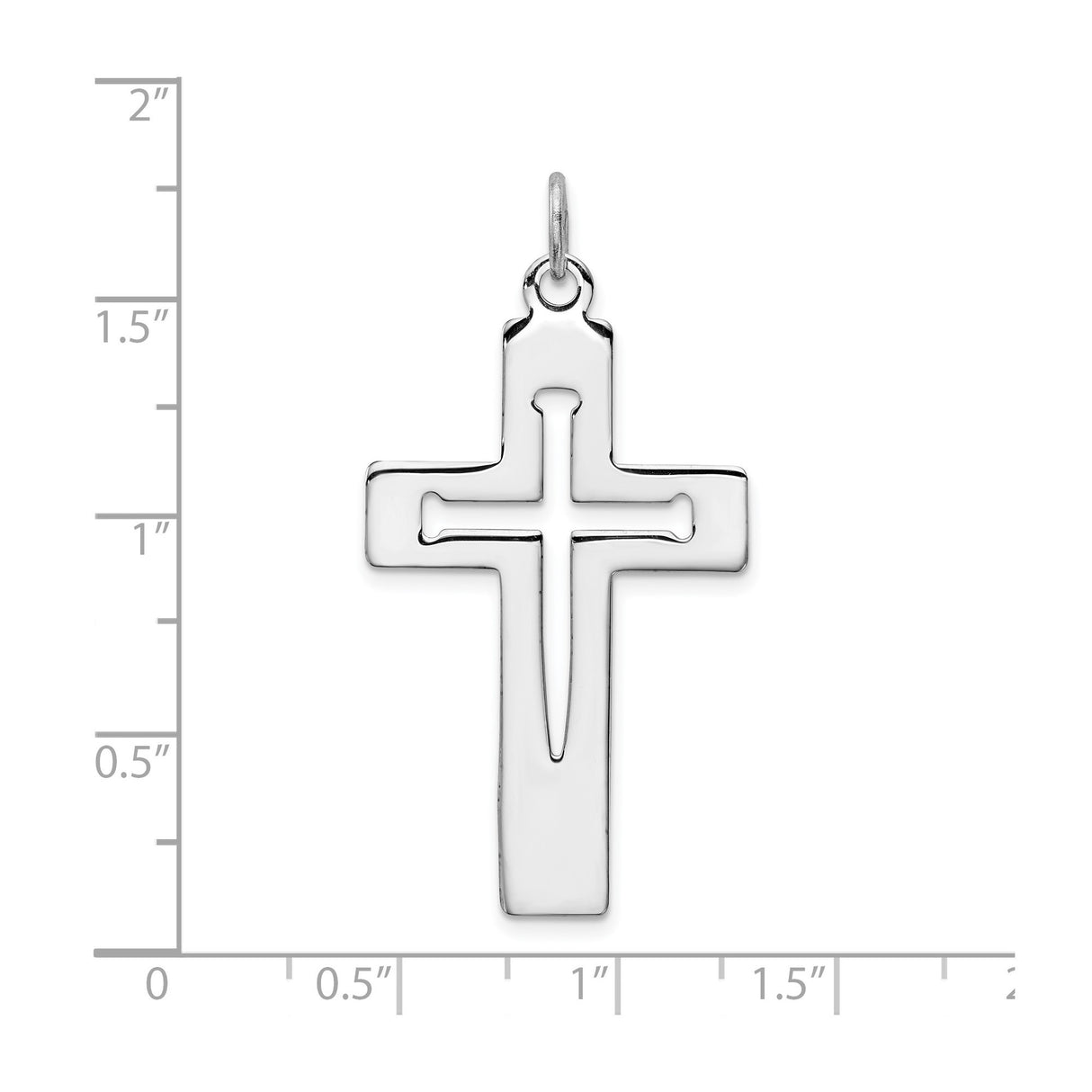 Sterling Silver Cross Pendant with Stylized Nail Detail and Latin Cut-Out Design
