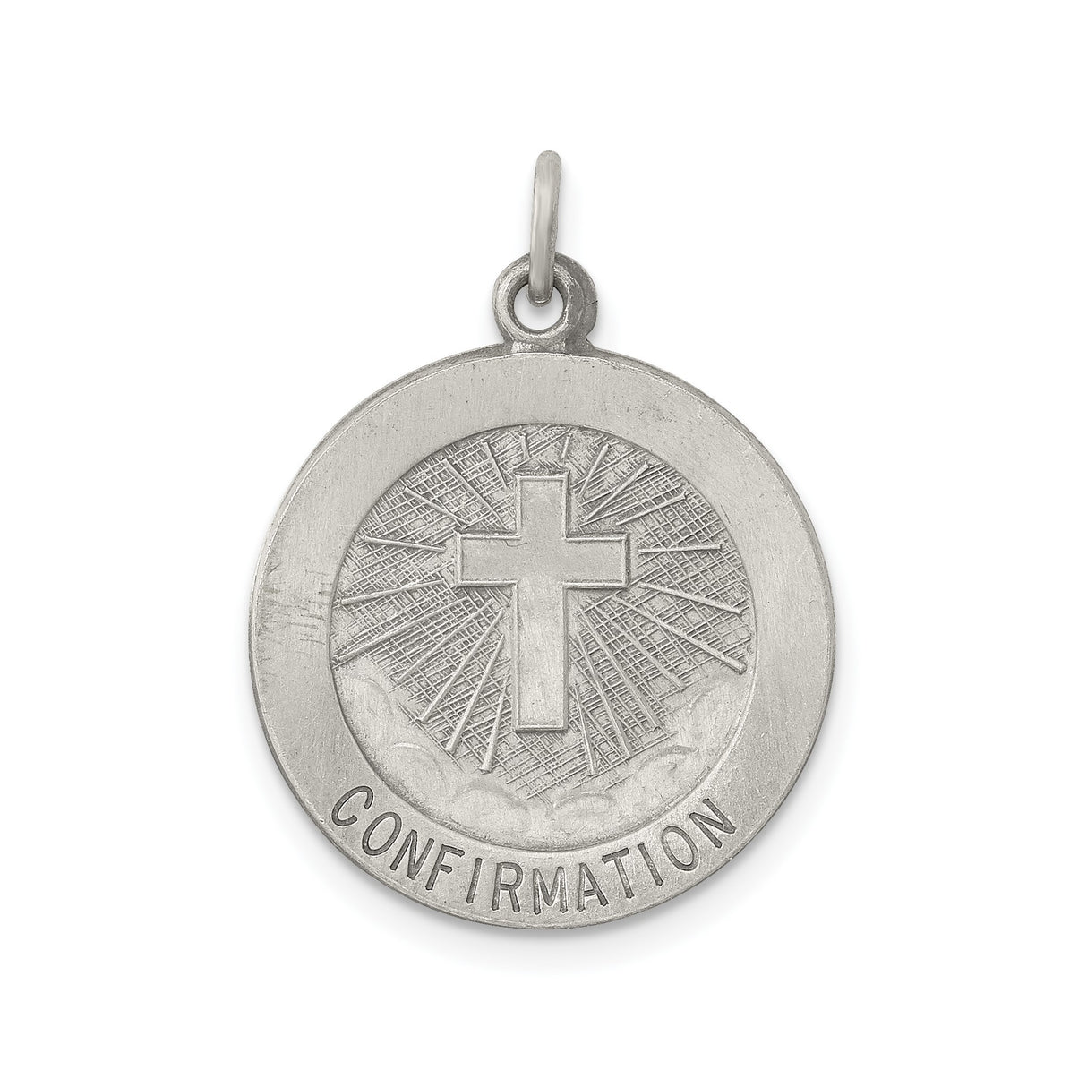 Sterling Silver Confirmation Pendant with Radiant Cross and Cloud Details for Men and Women