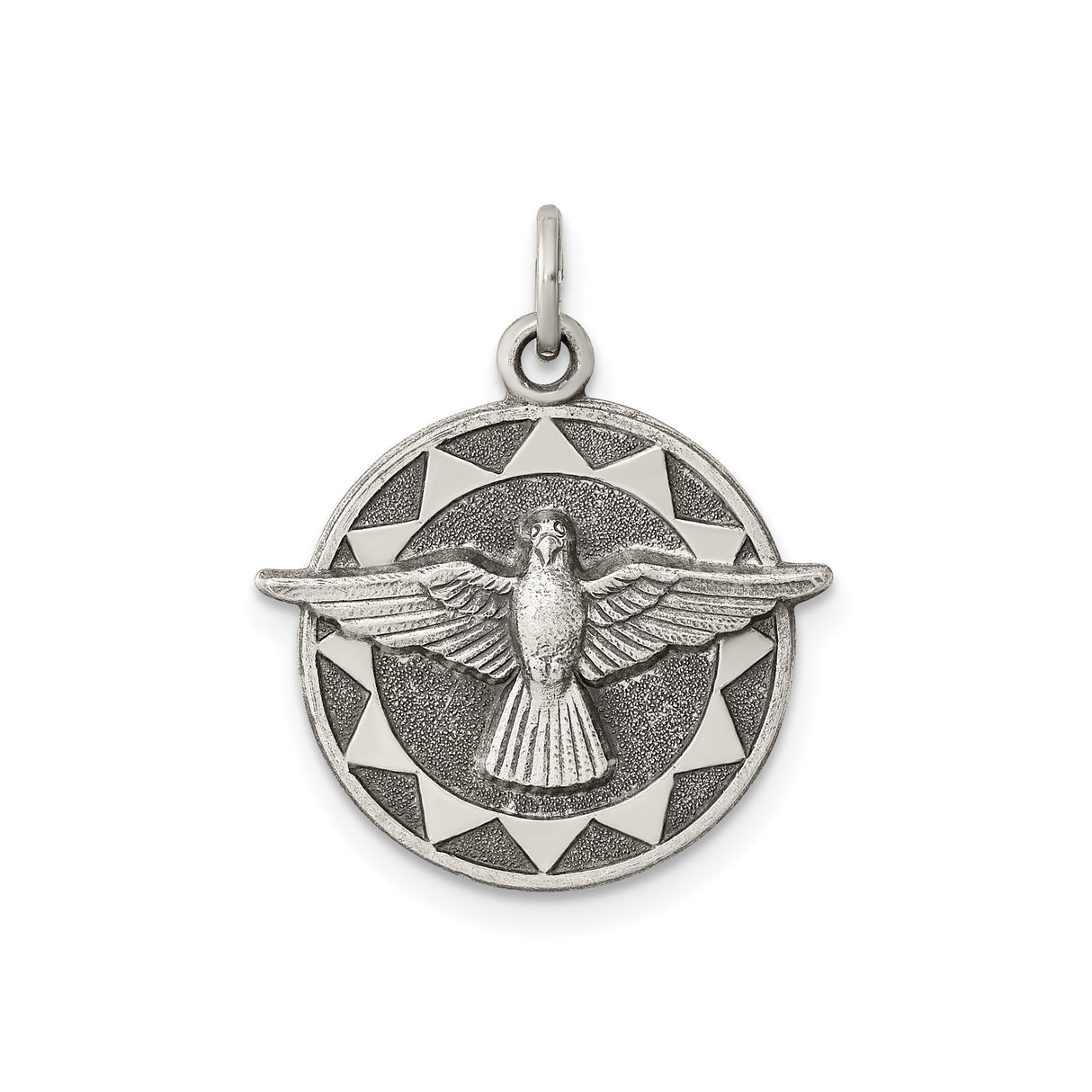 Sterling Silver Thunderbird Pendant with Sunburst Motif and Tribal Design