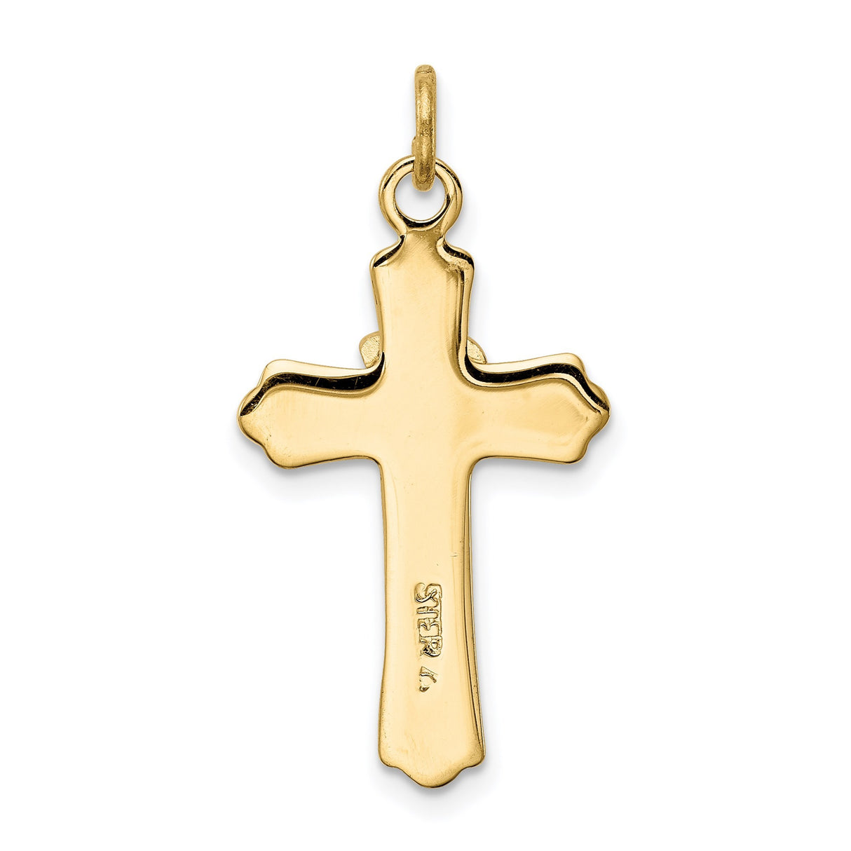 Sterling Silver Cross Pendant with Two Tone Dove Charm and Satin Finish Religious Design