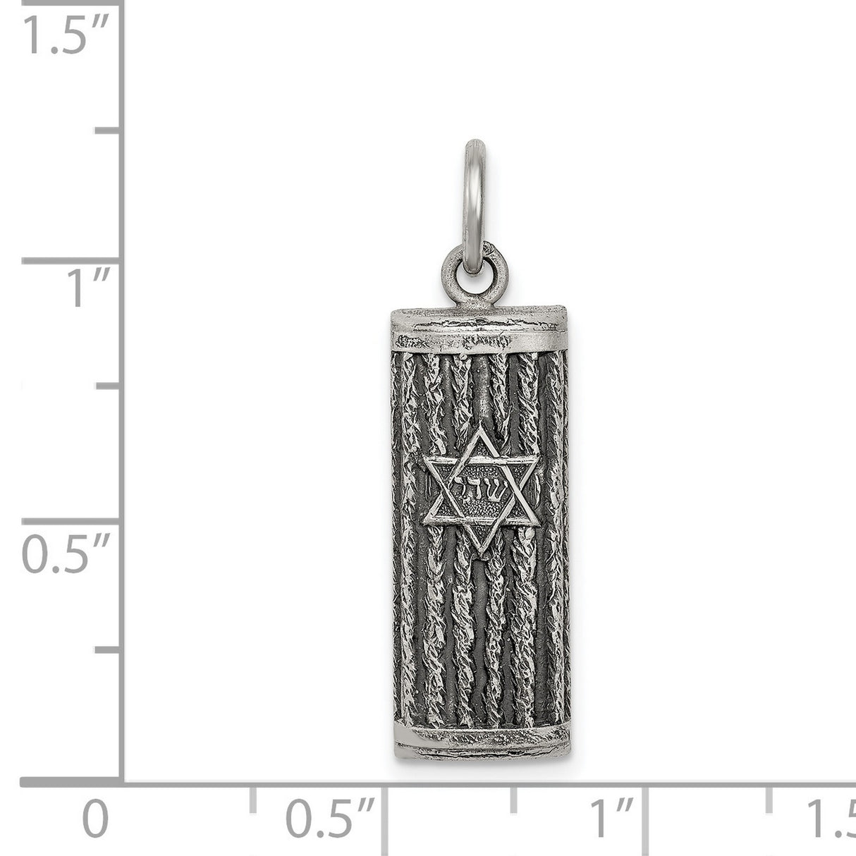 Mezuzah With Star Of David Shin Charm Pendant in Real 925 Sterling Silver
