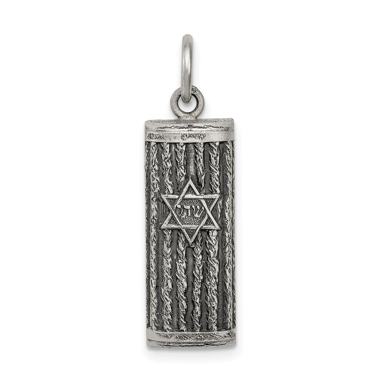 Mezuzah With Star Of David Shin Charm Pendant in Real 925 Sterling Silver