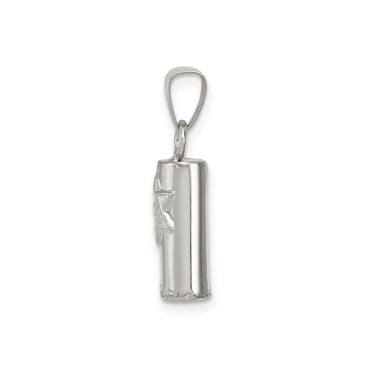 Sterling Silver Mezuzah Pendant with Star of David and Hebrew Lettering