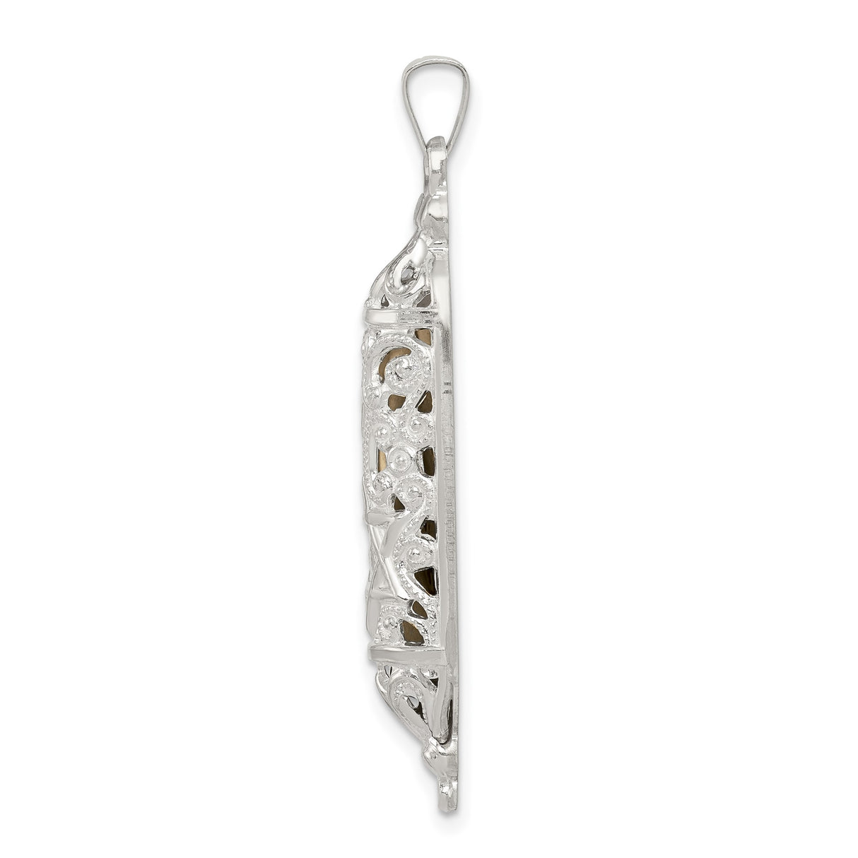 Sterling Silver Mezuzah Pendant with Filigree and Star of David Design