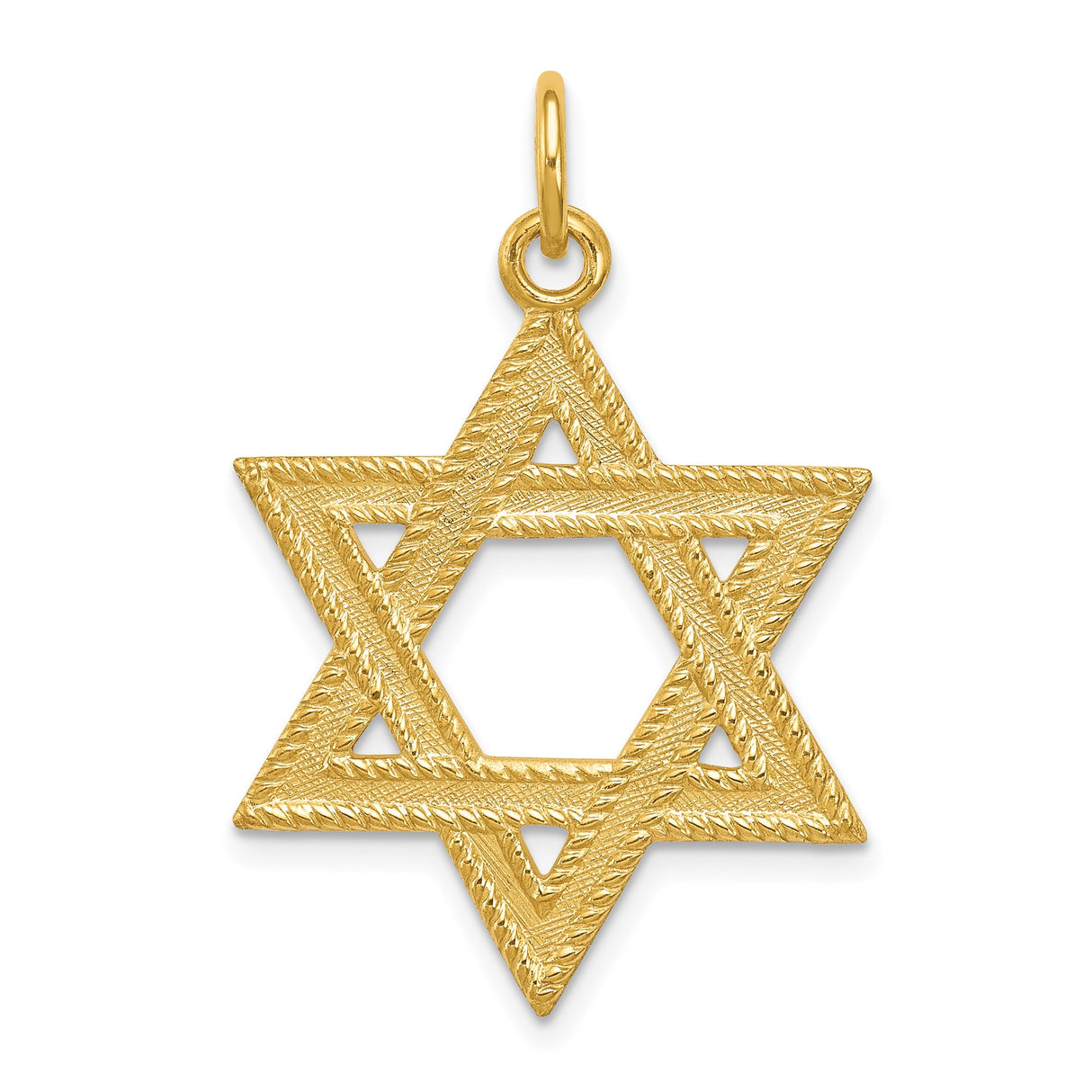 Sterling Silver Star of David Pendant with Textured Design, Jewish Faith Symbol Charm