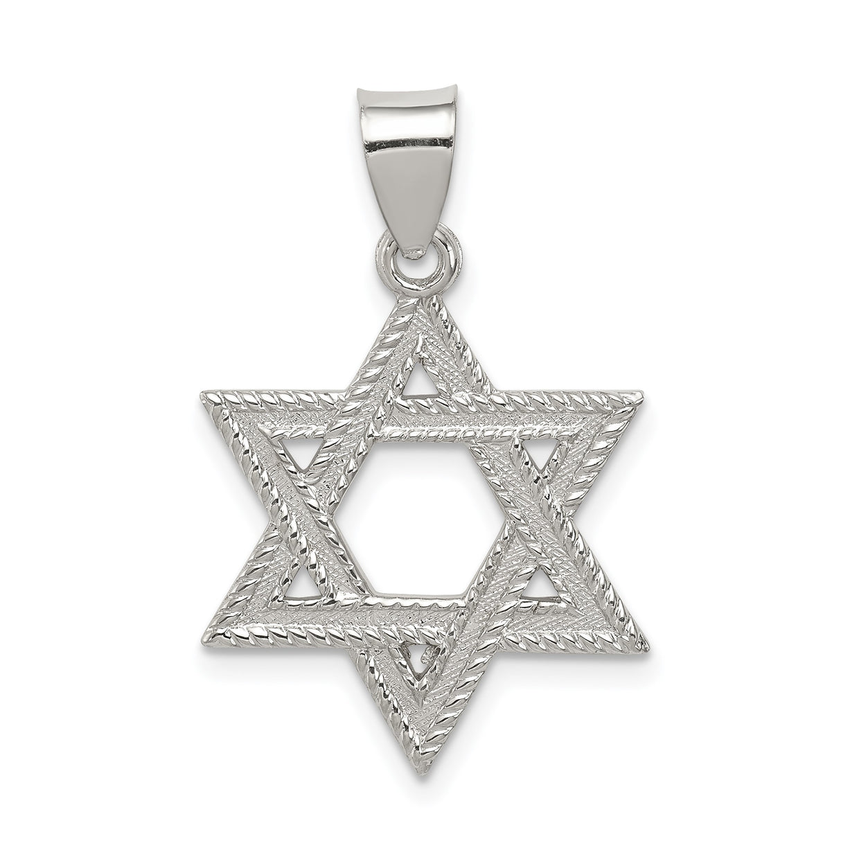 Sterling Silver Star of David Pendant, Textured Jewish Symbol for Men and Women
