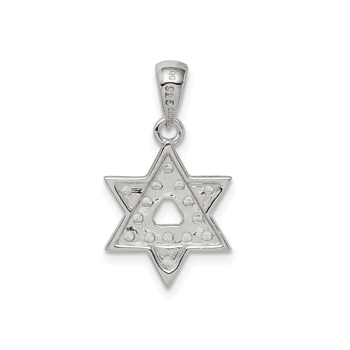 Sterling Silver Star of David Pendant with Cubic Zirconia, Jewish Faith Charm for Women and Men