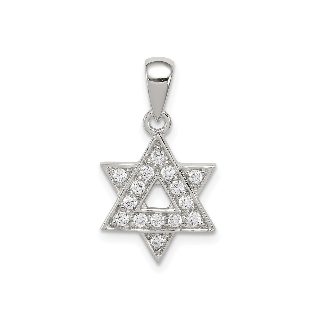 Sterling Silver Star of David Pendant with Cubic Zirconia, Jewish Faith Charm for Women and Men