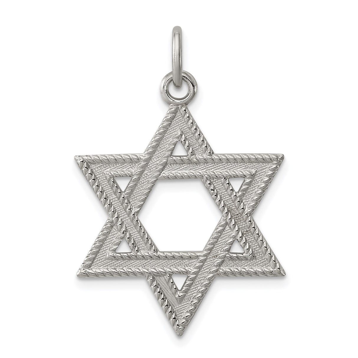 Sterling Silver Star of David Pendant with Textured Design, Traditional Jewish Symbol