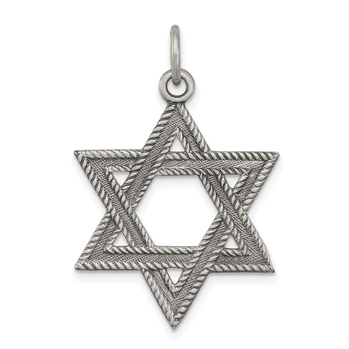 Sterling Silver Star of David Pendant with Textured Design, Unisex Jewish Charm