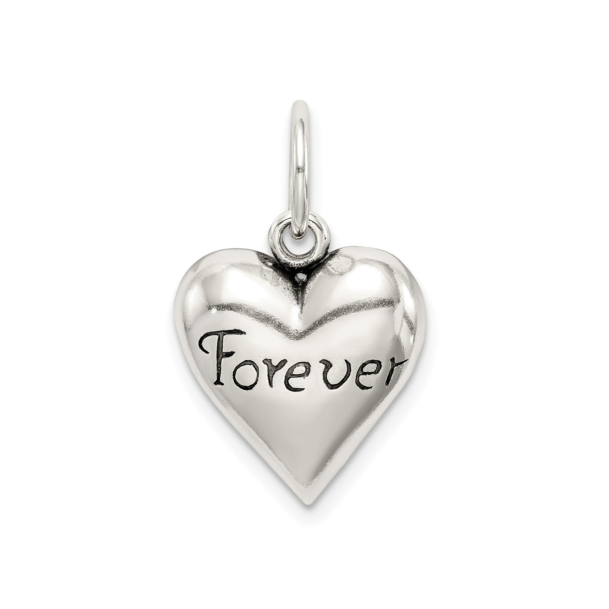 Sterling Silver Heart Charm Pendant with Forever Engraving, Romantic Keepsake for Women