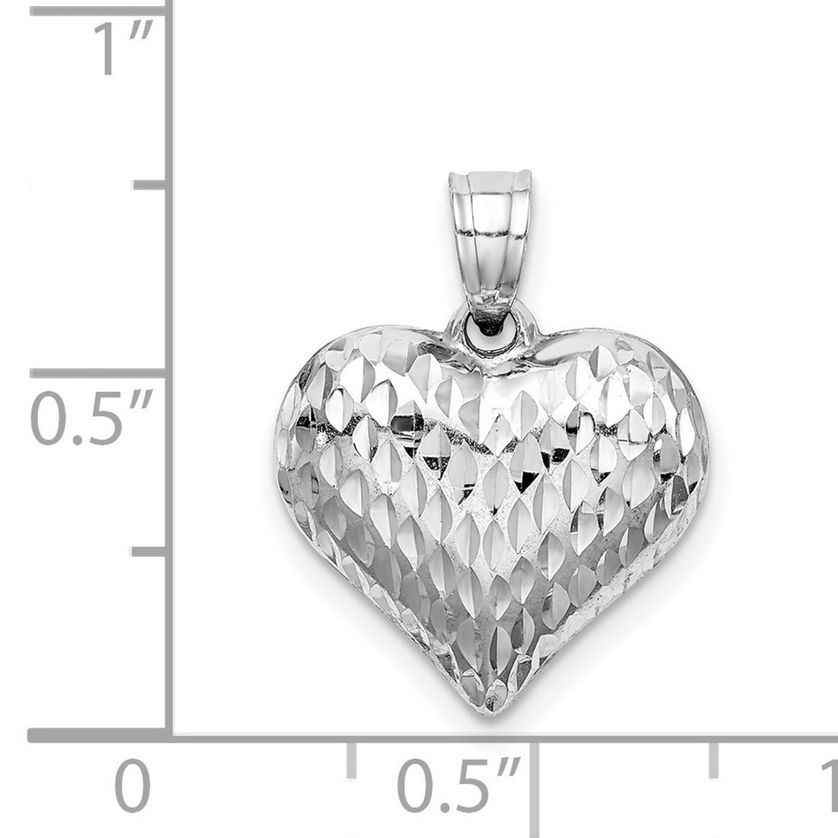 Diamond-cut Puffed Heart Charm Pendant in Real 925 Sterling Silver