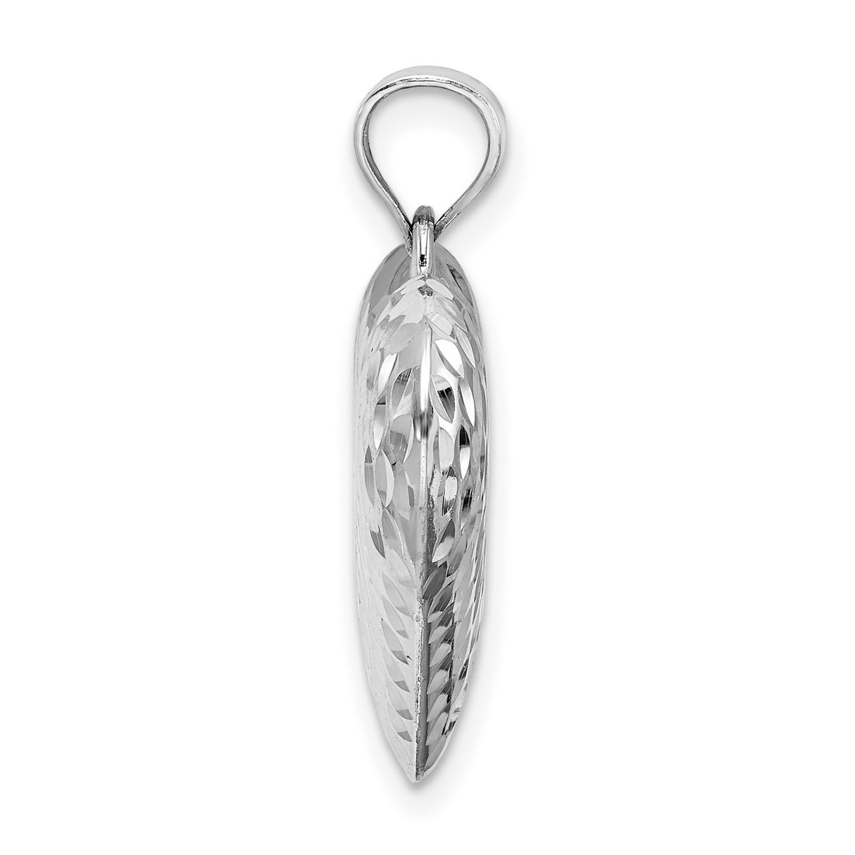 Diamond-cut Puffed Heart Charm Pendant in Real 925 Sterling Silver