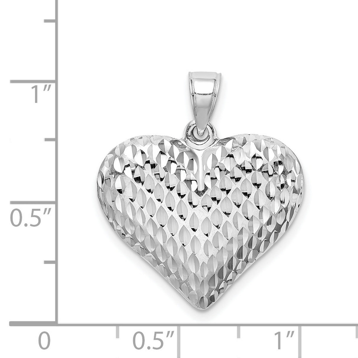 Diamond-cut Puffed Heart Charm Pendant in Real 925 Sterling Silver