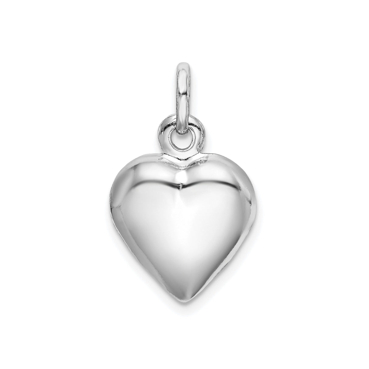 Sterling Silver Heart Pendant, Smooth Polished Minimalist Charm, Romantic Jewelry for Women