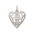Sterling Silver Heart Pendant with Bold MOM Design, Sentimental Family Charm