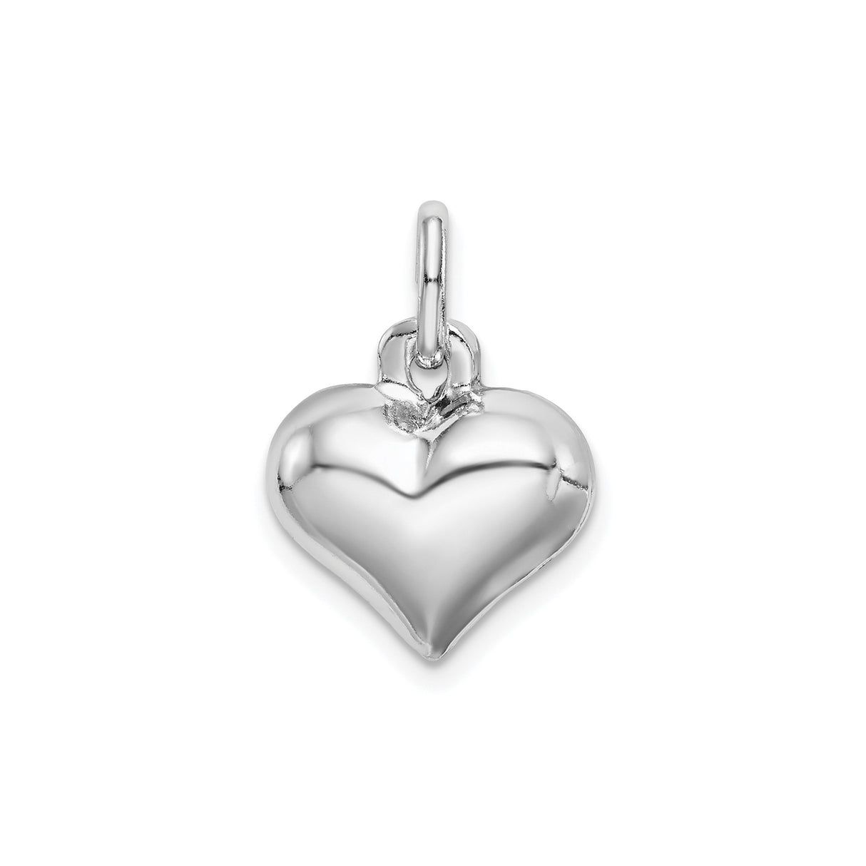 Sterling Silver Puffed Heart Pendant, Polished Smooth Charm, Romantic Minimalist Jewelry for Women