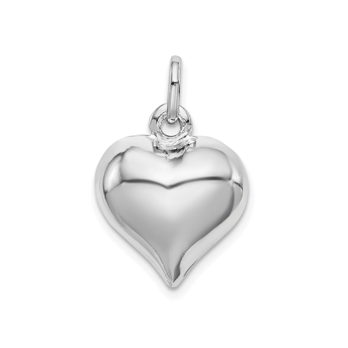 Sterling Silver Heart Pendant, Smooth Polished Minimalist Charm, Romantic Design for Women