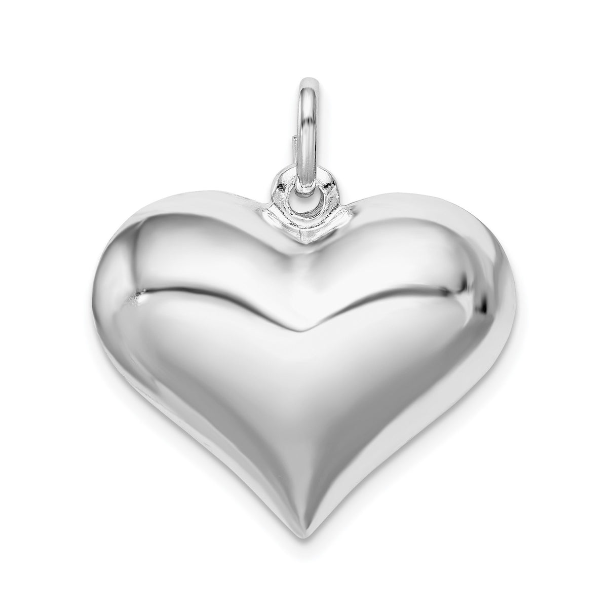 Sterling Silver Heart Pendant, Polished Minimalist Charm for Women