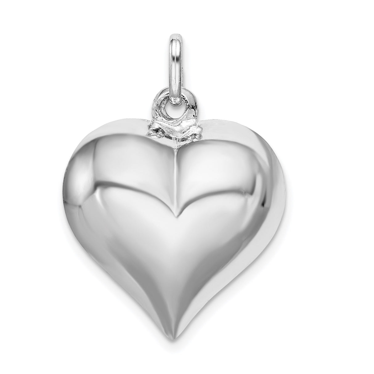 Sterling Silver Heart Pendant, Smooth Polished Finish, Minimalist Romantic Charm for Women