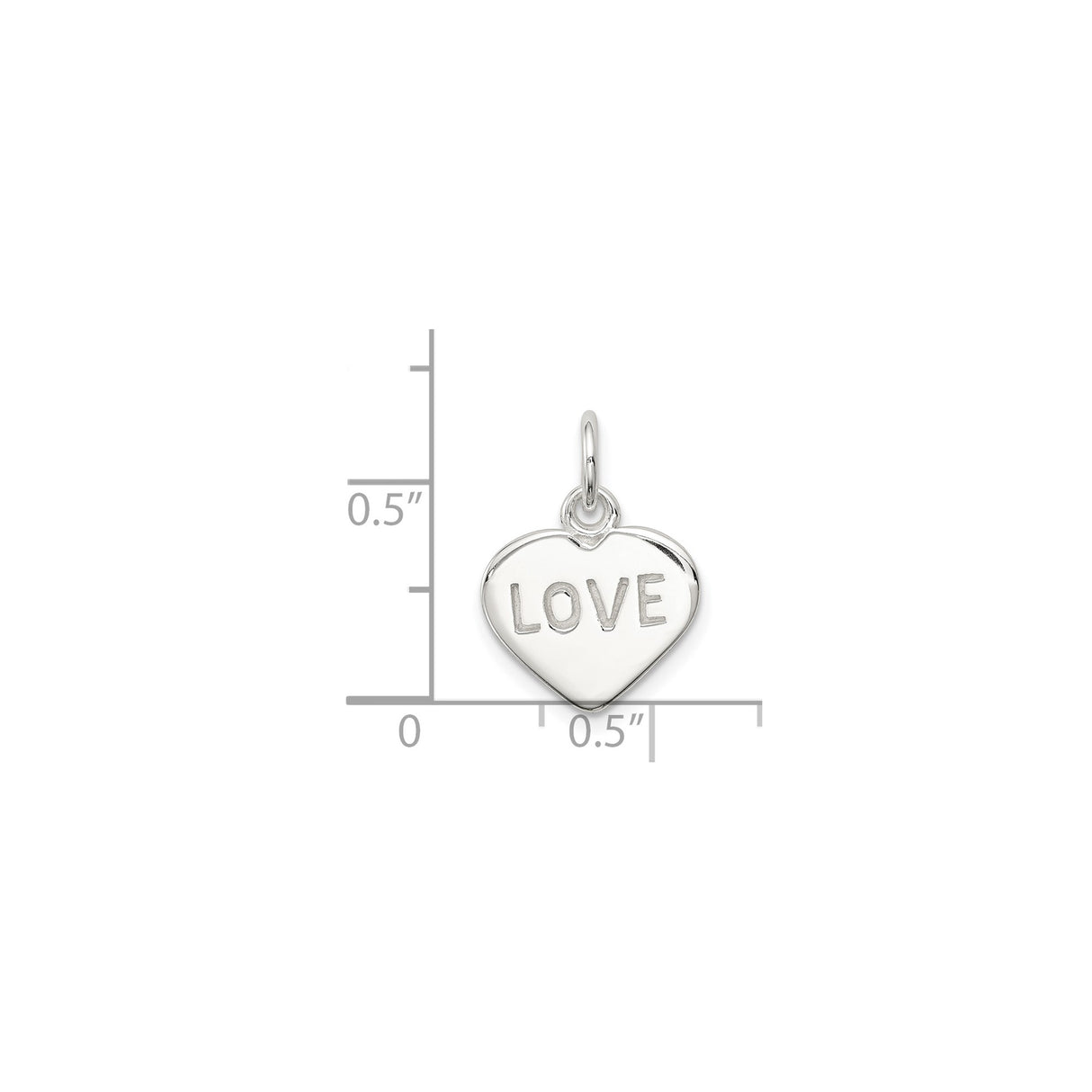 Sterling Silver Heart Pendant with LOVE Engraving, Minimalist Romantic Charm for Women