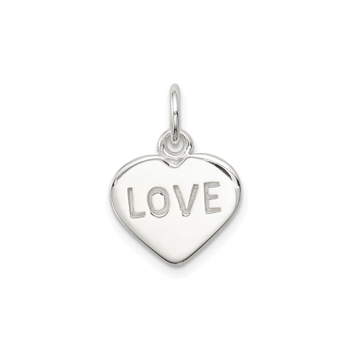 Sterling Silver Heart Pendant with LOVE Engraving, Minimalist Romantic Charm for Women