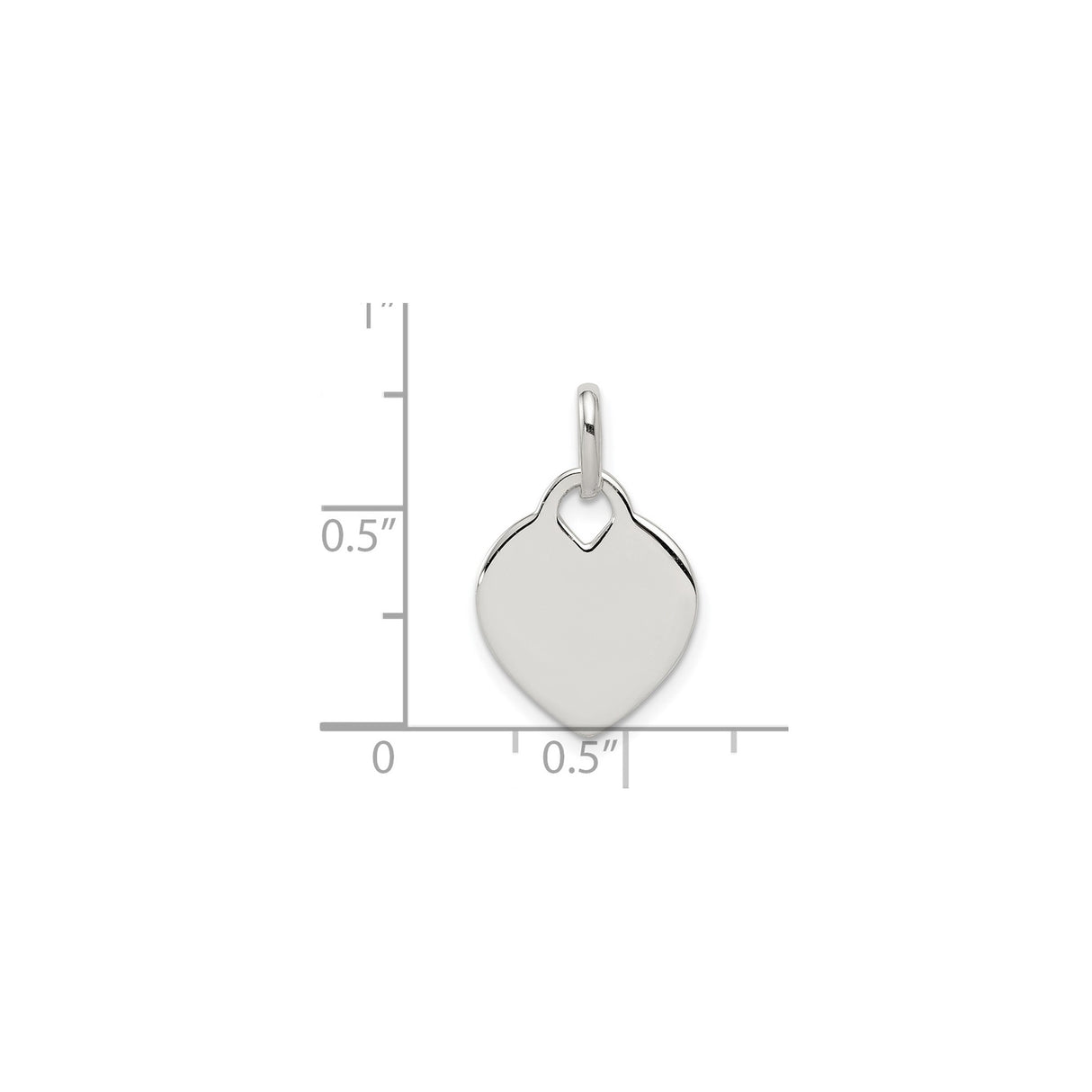 Sterling Silver Heart Pendant with Polished Surface, Engraving-Ready Minimalist Design for Women