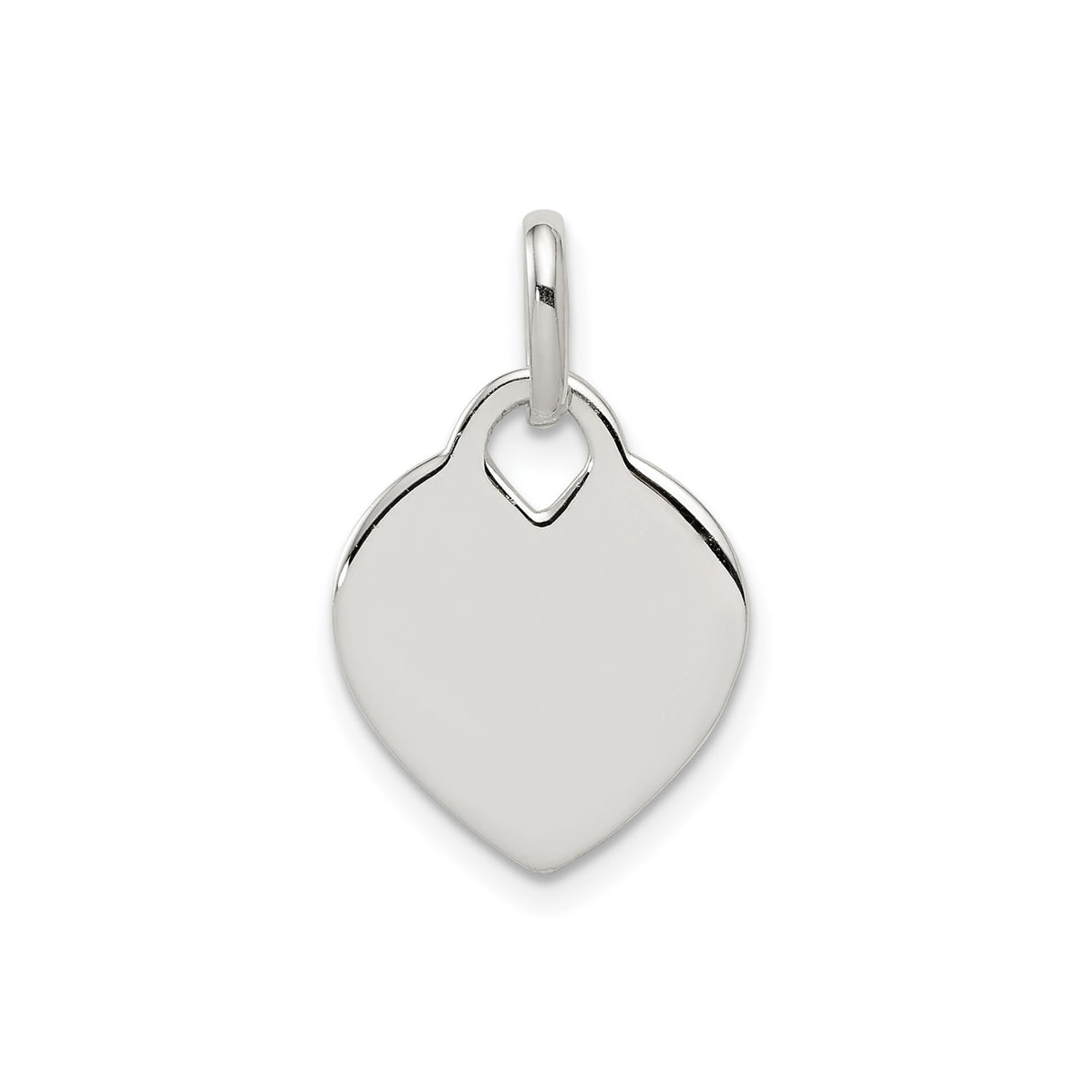 Sterling Silver Heart Pendant with Polished Surface, Engraving-Ready Minimalist Design for Women