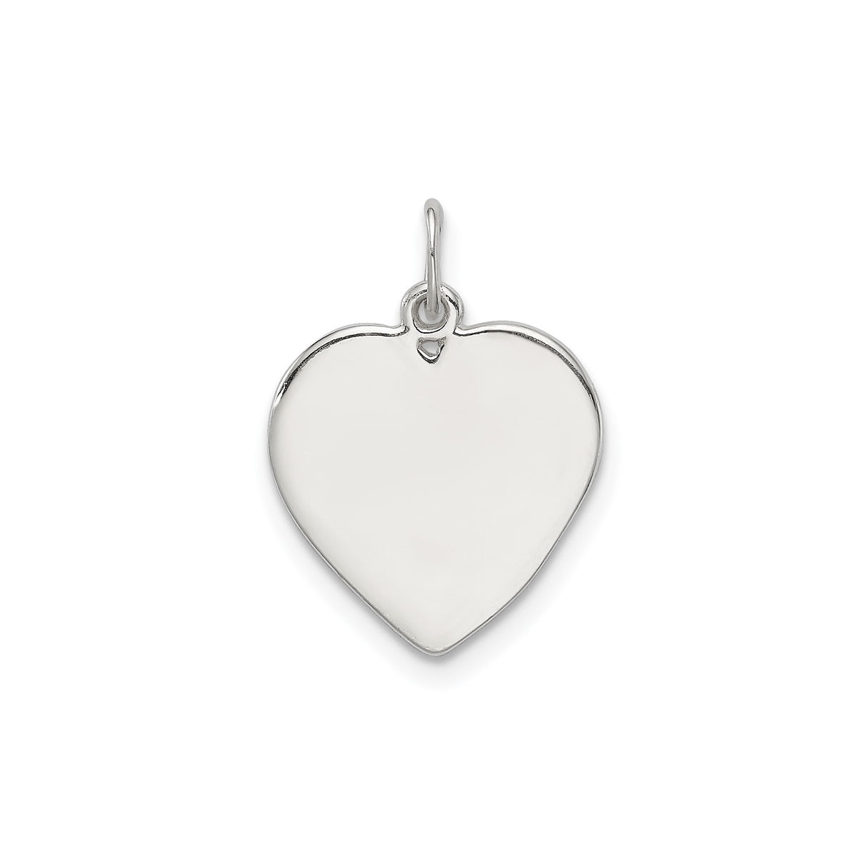 Sterling Silver Heart Pendant, Engravable Polished Charm, Minimalist Love Symbol for Women