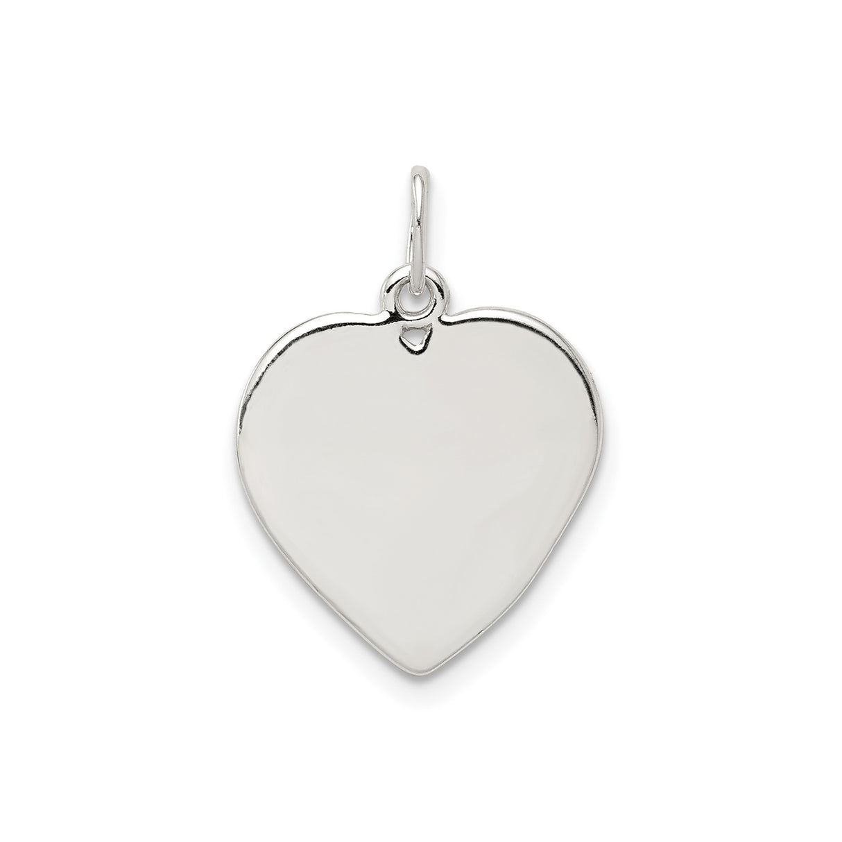 Sterling Silver Heart Pendant, Engravable Polished Charm, Minimalist Love Symbol for Women