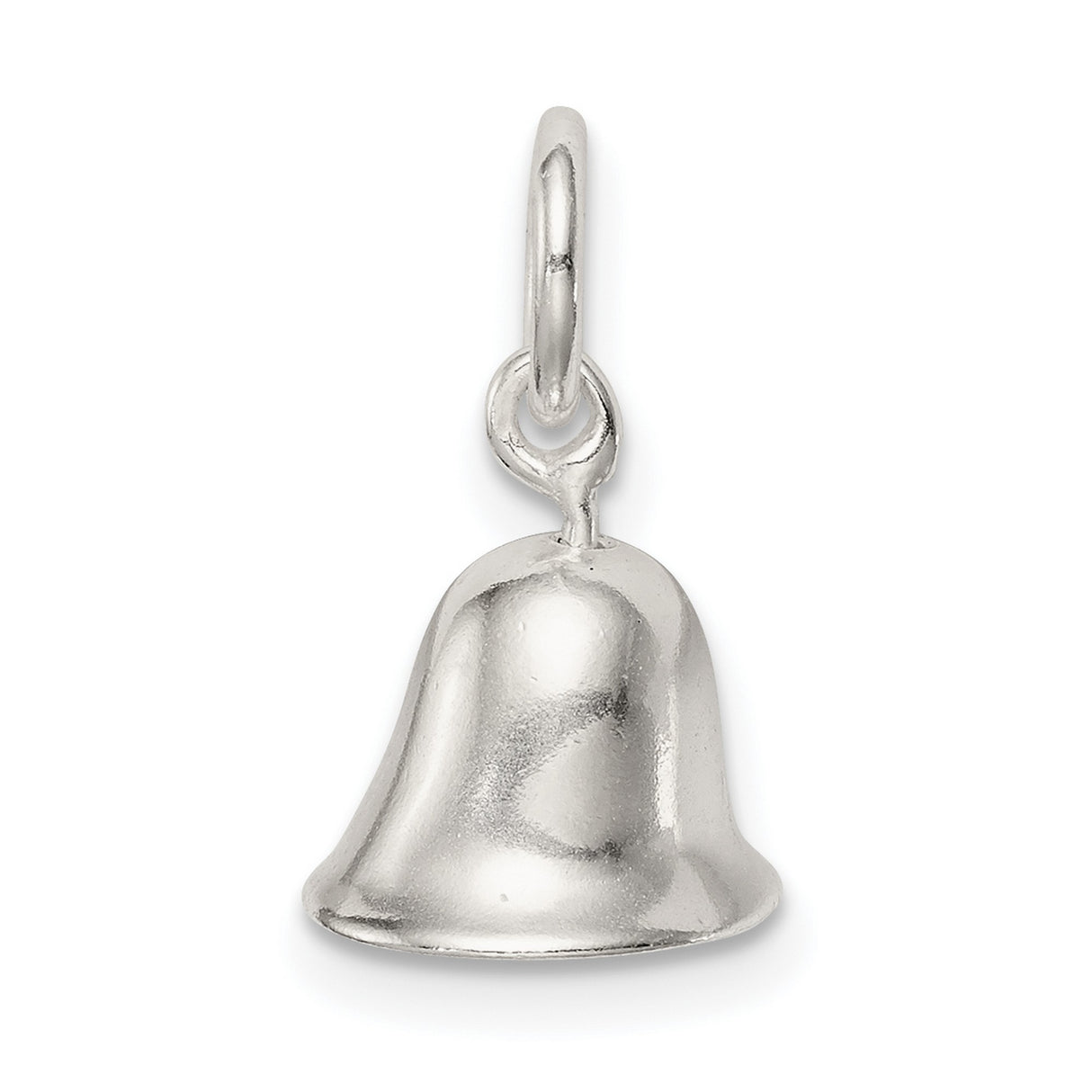 3-D Holiday Bell with Moving Clapper Charm Pendant in Real 925 Sterling Silver