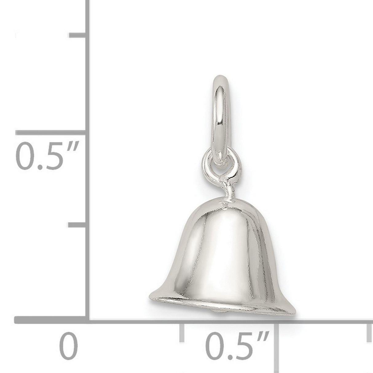 3-D Holiday Bell with Moving Clapper Charm Pendant in Real 925 Sterling Silver