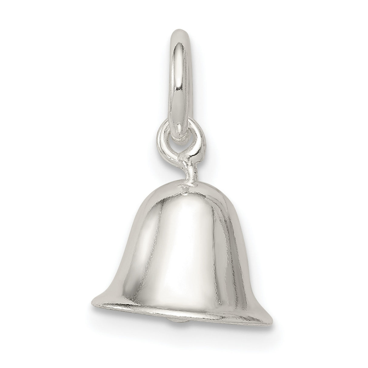 3-D Holiday Bell with Moving Clapper Charm Pendant in Real 925 Sterling Silver