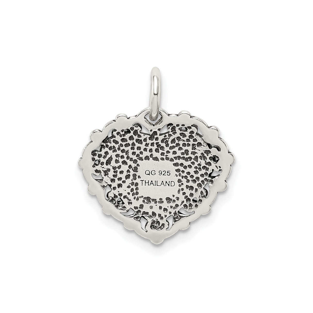 Sterling Silver Heart Pendant with Filigree Border and Daddys Little Girl Message for Girls