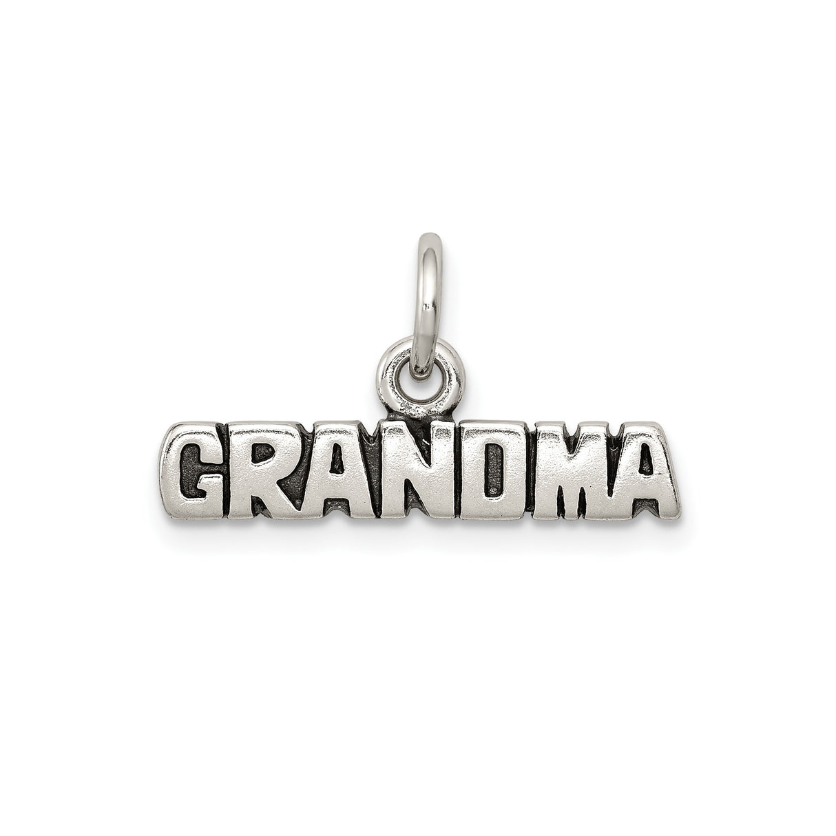 Sterling Silver Grandma Pendant Charm with Bold Block Letters, Sentimental Jewelry for Women