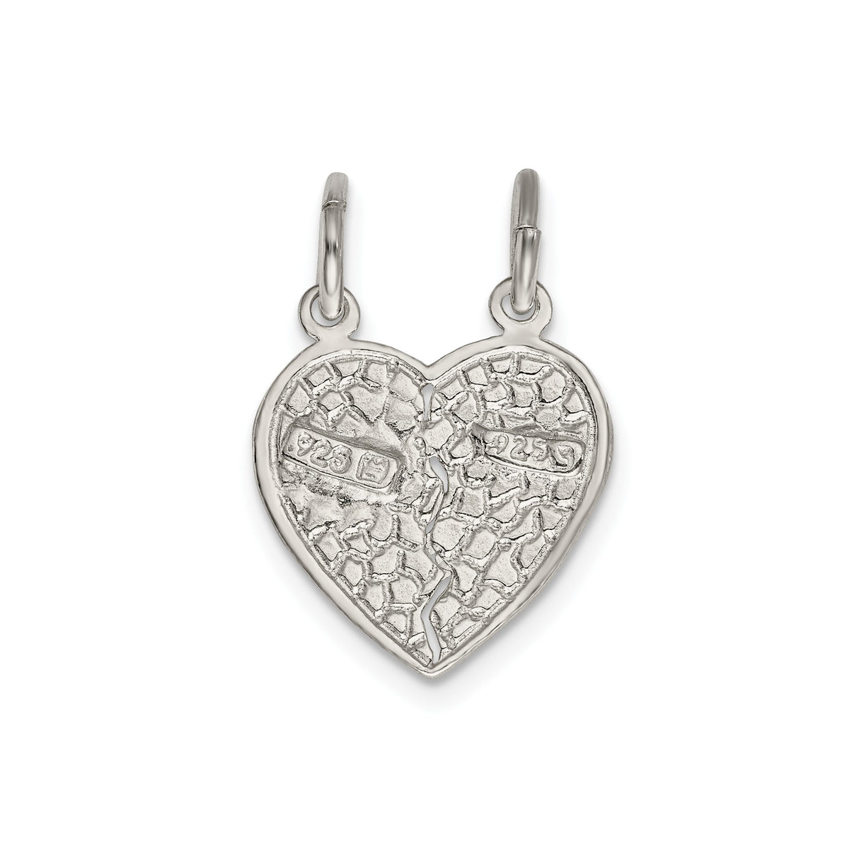 Sterling Silver Break Apart Heart Pendant with Ichthys Symbol for Christian Friendship