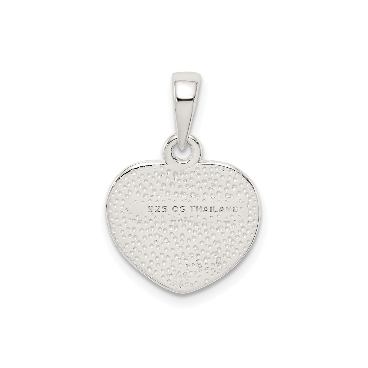 Sterling Silver Heart Pendant with Blue Enamel, Little Princess Design for Girls