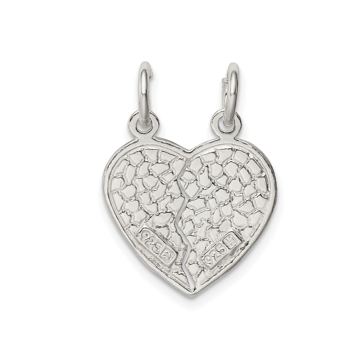 Sterling Silver Split Heart Pendant, I Love You Engraving, Two-Piece Couples Jewelry